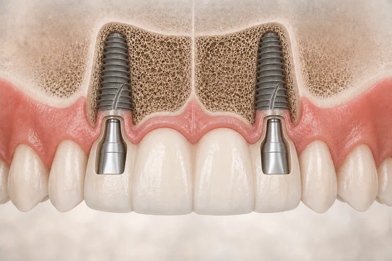 Punte fixă de patru incisivi pe două implanturi Dentium SuperLine